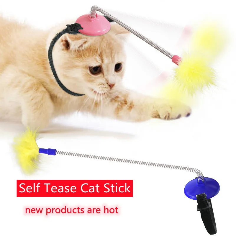

Cat Self-excited Collar Neck Toy Spring Feet With Tap Tease Cat Stick Metal Spring Material Non-toxic Pet Supplies Throwing Toys