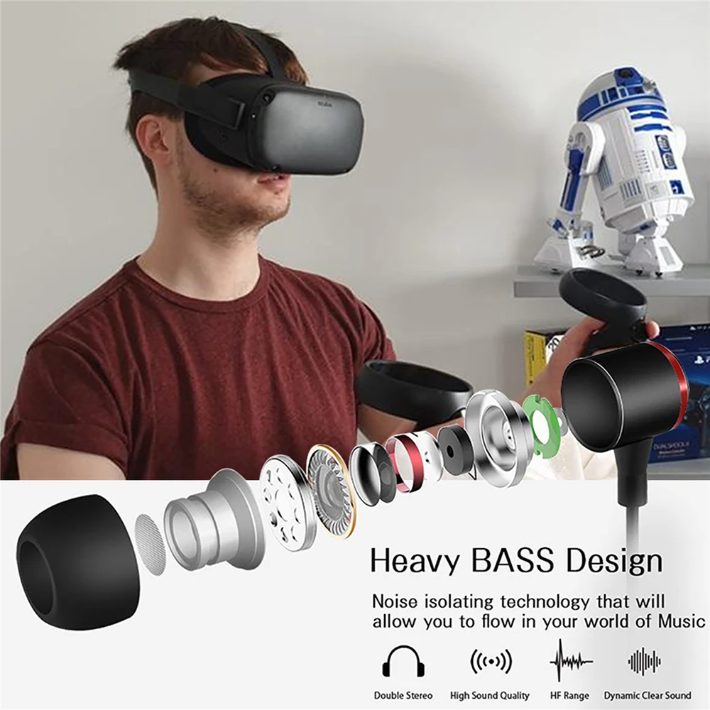VR Game In ear Earphones Wired Headphone for Oculus Quest VR Headset All in one VR Gaming Accessories