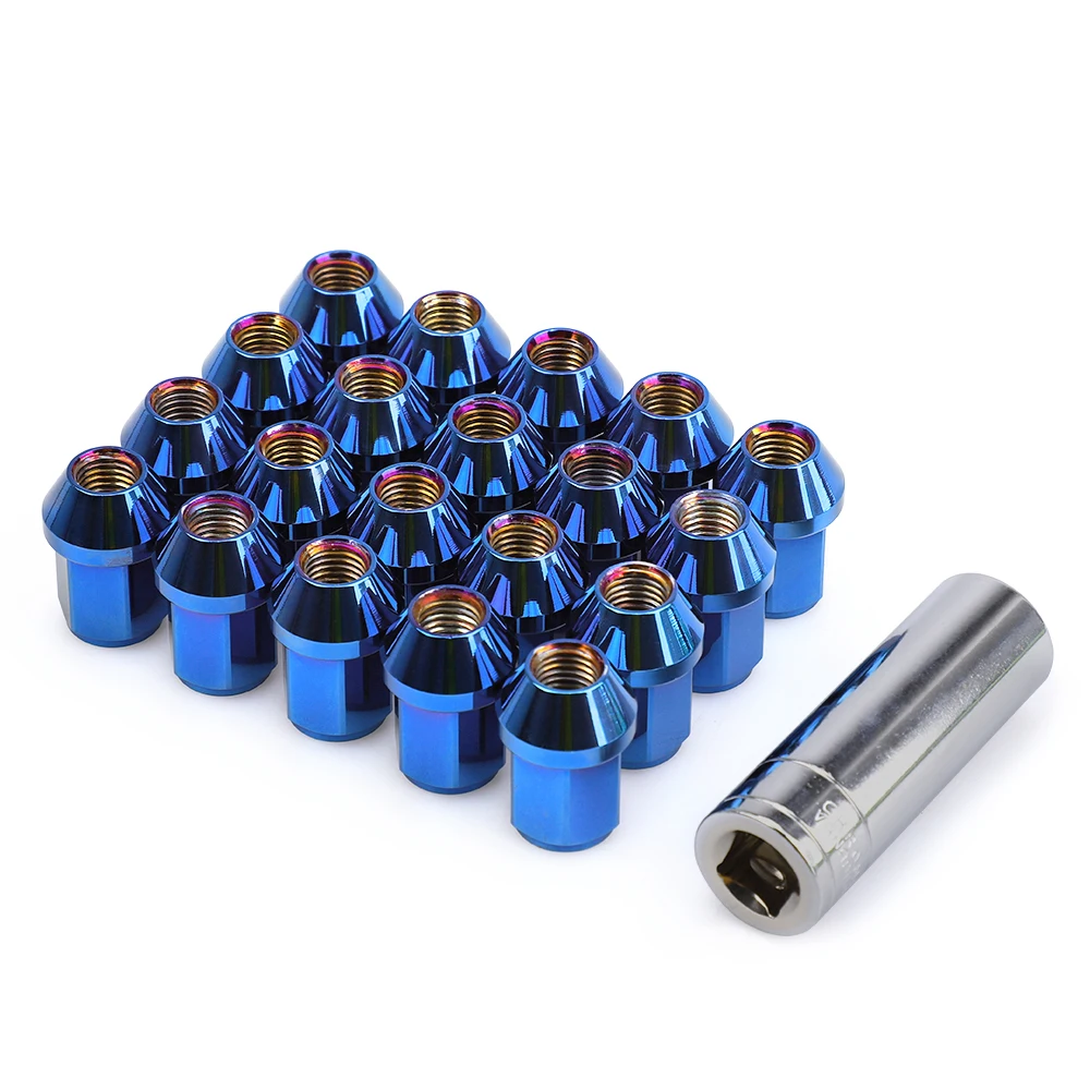 20 шт. M12* 1,5 гайки, аксессуары JDM Bluing color 7075-T6 Алюминиевые Конические колесные гайки