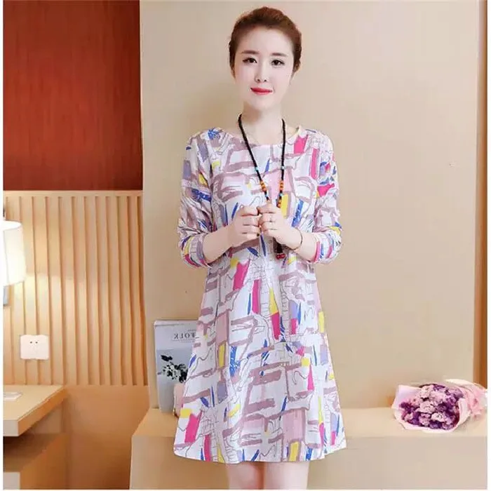 

Dress 2019 Early Spring Large Size Kuotaitai over-the-Knee WOMEN'S Dress Spring And Autumn Fat Mm Belly Covering Base Skirt by A