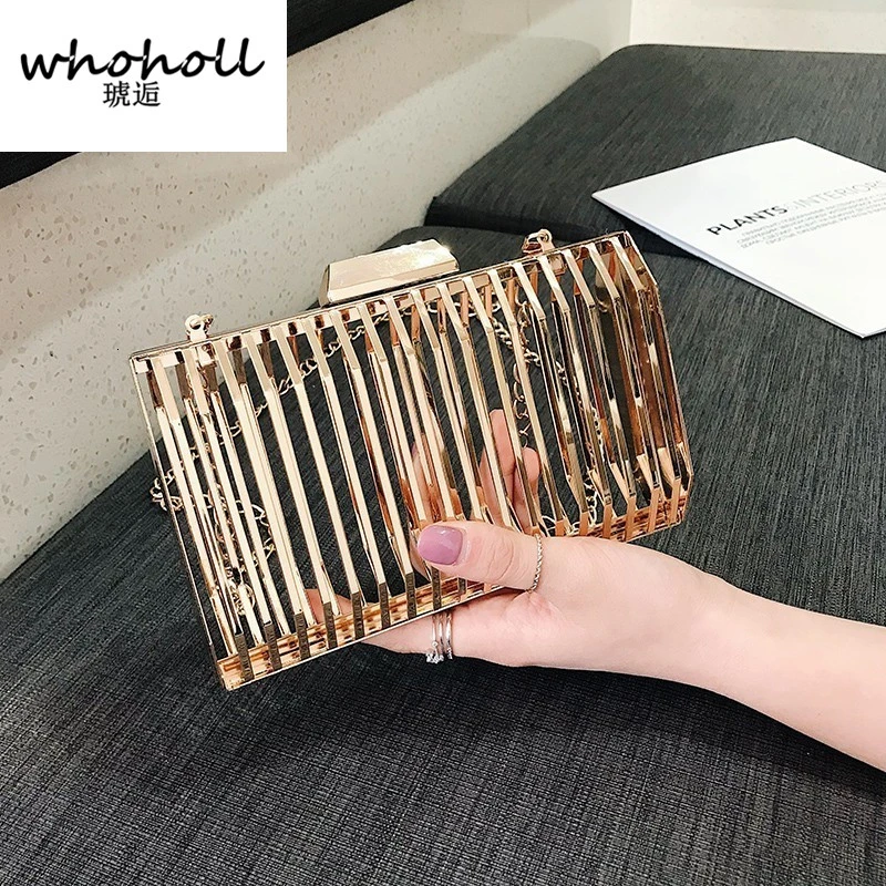 

Women's Evening Bag Shoulder Metal Hollow Crossbody Bags Designer Clutch Cage Fashion 2019 Summer Handbag