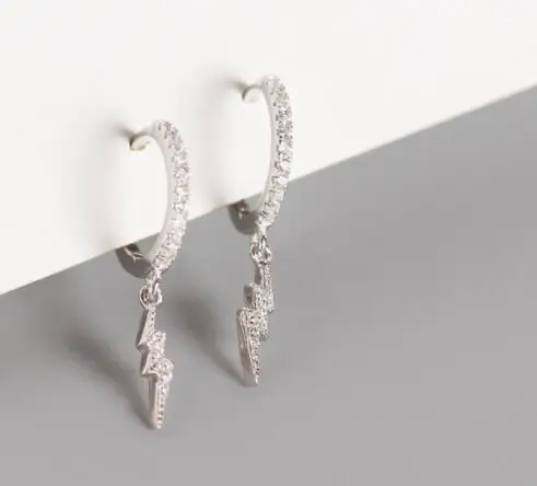 SHANICE Fine Jewelry 925 пробы серебряные цирконы подвеска с молнией серьги-гвоздики для женщин подарок для девушек - Окраска металла: silver