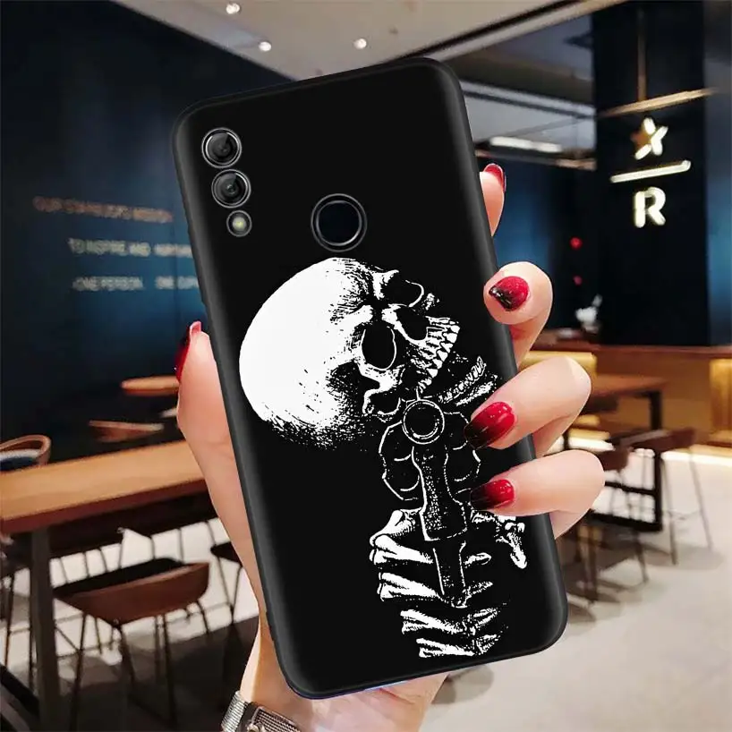 Жуткий Череп Забавный Танец скелет черный чехол для huawei Y9 Y5 Y6 Y7 Honor 10 9 Lite 9X8X8 S 8A фотоаппаратов моментальной печати 7S 7A 10i 20i V20 телефона Кок - Цвет: BD085-4