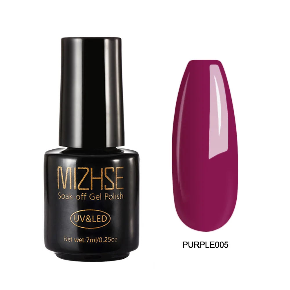 Purple005 MIZHSE 7 мл Лак для ногтей великолепный Гель-лак для ногтей Vernis покрытие гель-лаки для ногтей Гель-лак Полупостоянный УФ-основа - Цвет: Purple005