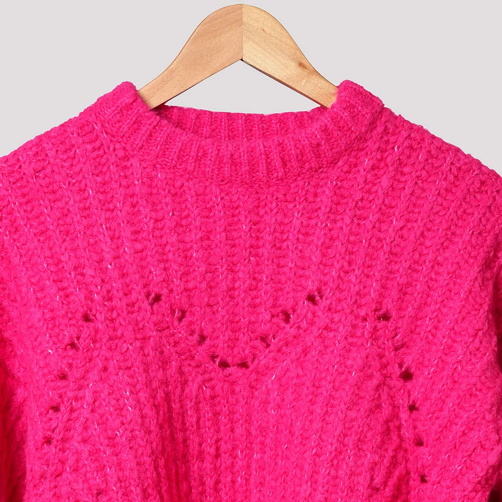Женский свитер осень и зима круглый вырез Хеджирование в форме сердца полые нитки темперамент леди вязаный свитер