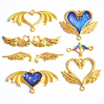 

Doreen Box Fashion Zinc Based Alloy Open Back Bezel For Resin Gold Color Animal Wings Geometric Heart Model Jewelry Tool, 10 PCs