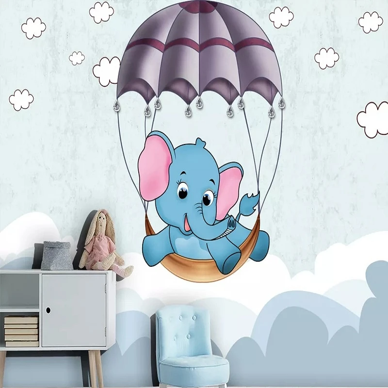 Mural grande personalizado 3D, papel tapiz nórdico moderno de dibujos  animados, elefante de bebé, mural de dormitorio, decoración de pared  trasera de TV en relieve 5D profundo|Papeles pintados| - AliExpress