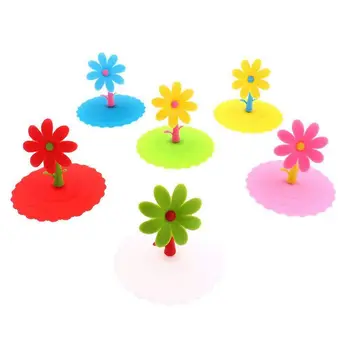 

6 Pcs Sun Flower Silicone Cup Cover for Hot and Cold Drink, Cup lid Anti-dust Leak-proof and Non-toxic
