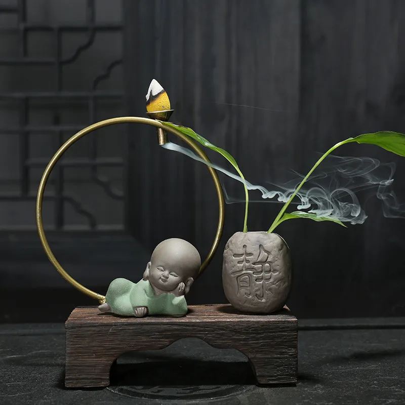 Керамическая курильница Zen Little Monk Backflow искусственная гидропоника цветочный