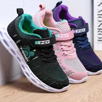 

Spring Autumn Girls' Boys' Flats Shoes With Loop Fasteners,Breathable Soft Bottom Mesh Patchwork Low Band Shoes For Children