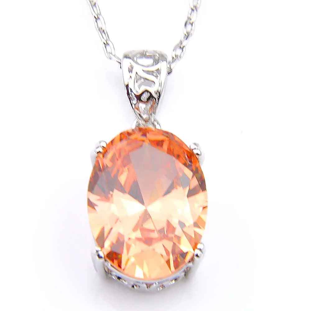 Luckyshine кулоны Модные ювелирные изделия овальные розовые белые циркониевые Подвески 925 серебряные ожерелья для женщин Свадебные Подвески Аксессуары - Окраска металла: Champagne