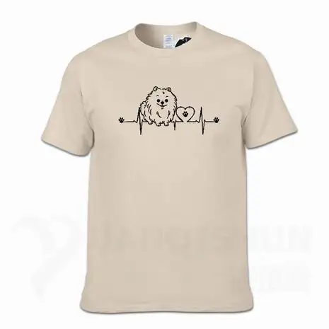 New Funny Pomeranian T Shirt Unisex Short Sleeve O-Neck 16 Colors Cotton Casual Cute Heartbeat Dog T-shirt Girls Woman Tshirt