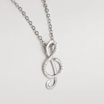 

Musical notation pendant real S925 pure silver necklace beautiful AAA perfect zirconium best graduation gift for girl friend