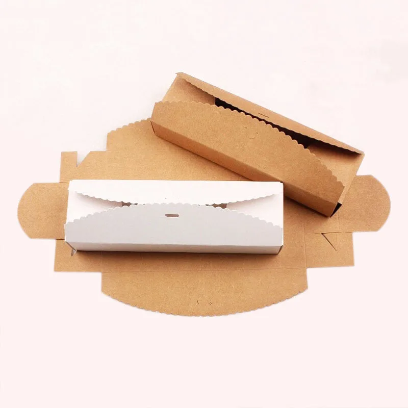 

15pcs/lot Rectangle White Gift Box Brown Kraft Paper Cookies Boxes Natural kraft paper cake cupcake box packaging biscuits