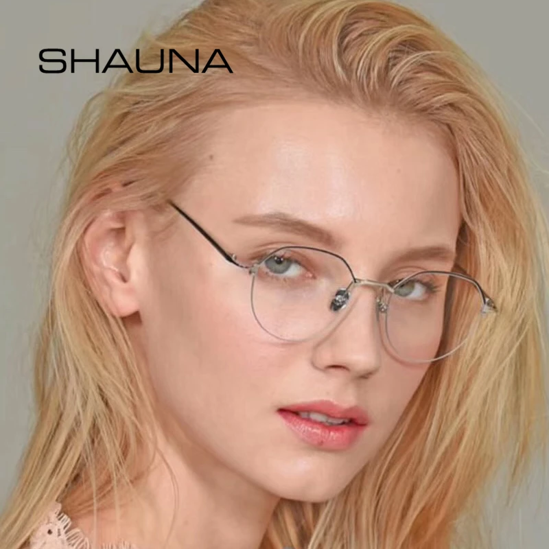 SHAUNA, Классическая Металлическая оправа, полуоправы, очки, Ретро стиль, Ретро стиль, для мужчин и женщин, анти-синий луч, очки