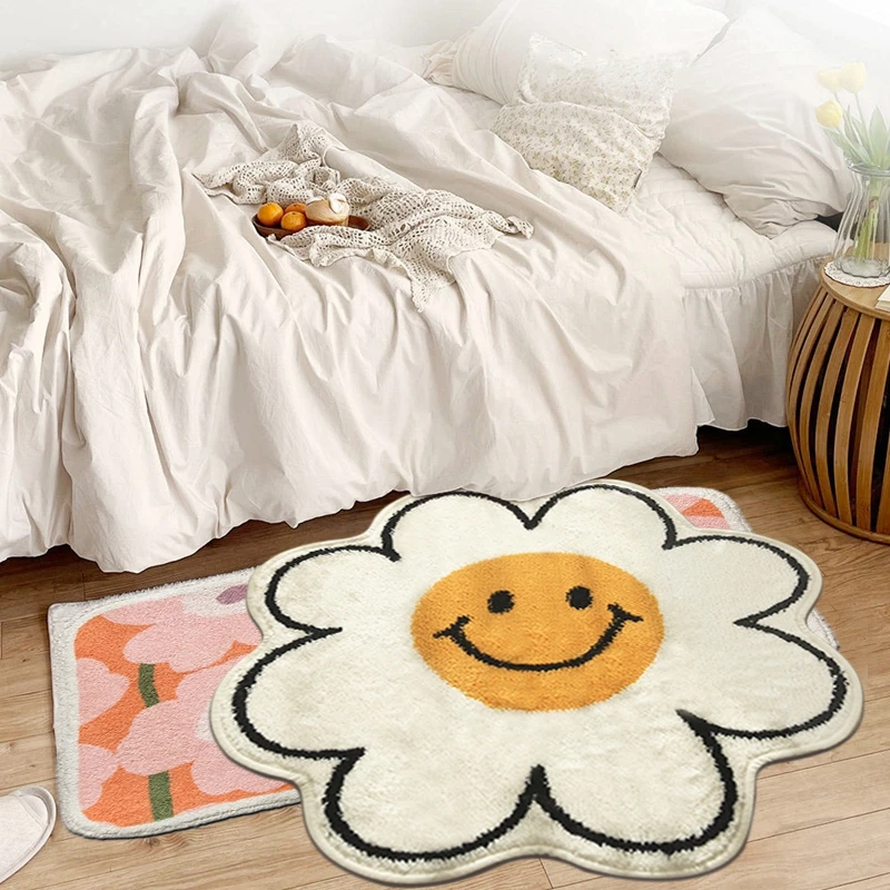 Bathroom Anti-slip Floor Mats Nordic Ins Door Mat for Living Room Cartoon Smiley Carpet Flower Shape Area Rugs Home Decor | Дом и сад