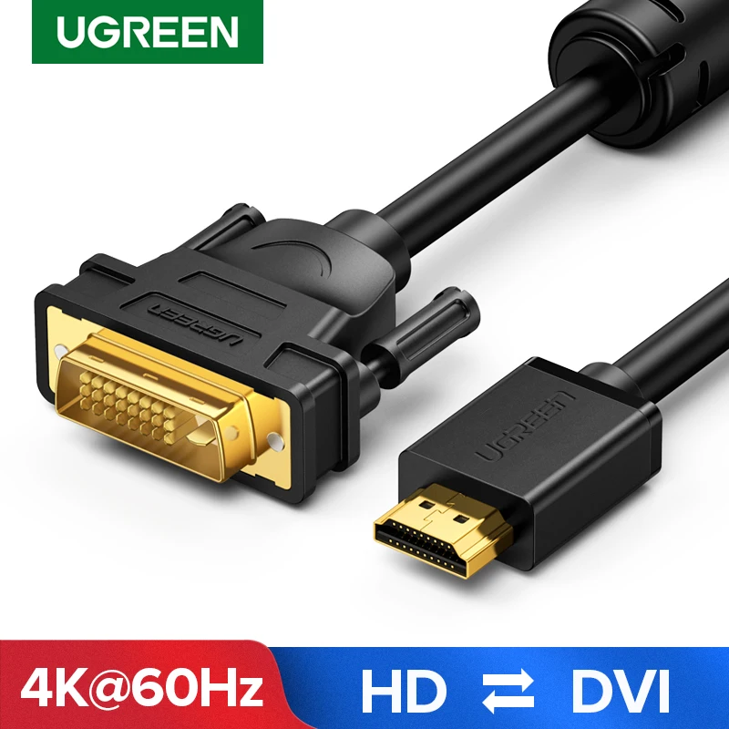 Plaqué Or 3M UGREEN Câble HDMI Mâle vers DVI D 24 1 Mâle 1080P Supporte Transmission Bidirectionnelle Compatible avec PS4 PS3 Xbox One Xbox 360 TV Moniteur TV Box Lecteur Blu Ray 