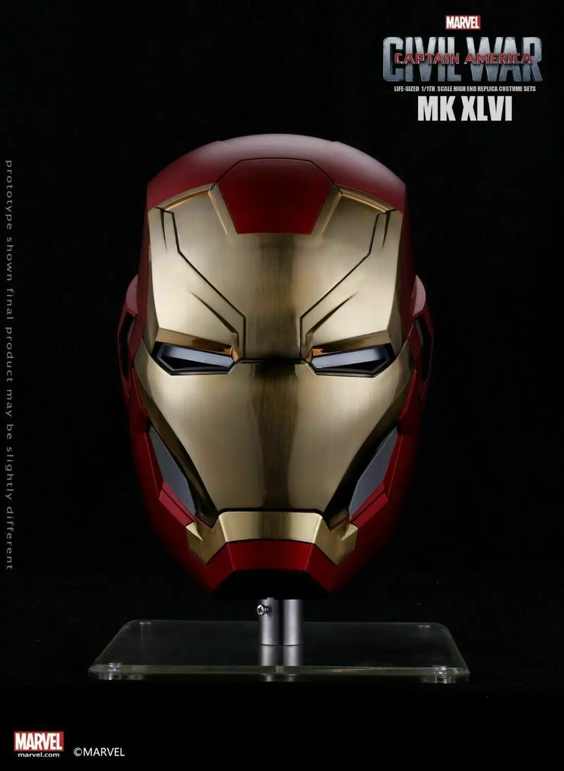Marvel 1/1 Капитан Америка Железный человек носимый Железный человек MK46 Mark XLVI шлем Мстители серии сенсорный открытый ВКЛ-ВЫКЛ Civil War Collecte