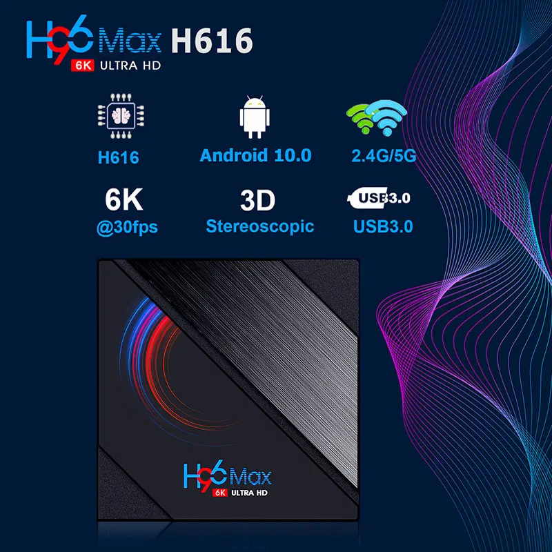 

Original H96 max H616 smart TV Box Android 10.0 Netflix Youtube HD 6K Android TV Box Google Voice Assistant PKT95 X96 max plus