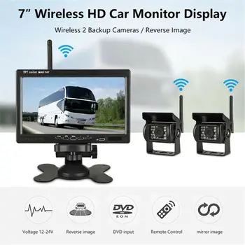 

7 inch Car LCD Monitor + Waterproof 18 IR Vehicle Rear View Kit Reversing Parking Backup Camera for Bus Truck Motorhome 12V-24V