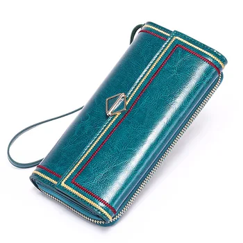 

Genuine leather purse cowhide bag large capacity wallet Retro real leather wallet Ladies quality long wallet GN-WL-ylomns