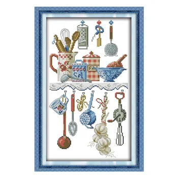 

Kitchenware Counted Cross Stitch Printed Fabric Kits Embroidery Needlework Sets 11CT 14CT DIY Handmade Craft Home Decor Painting
