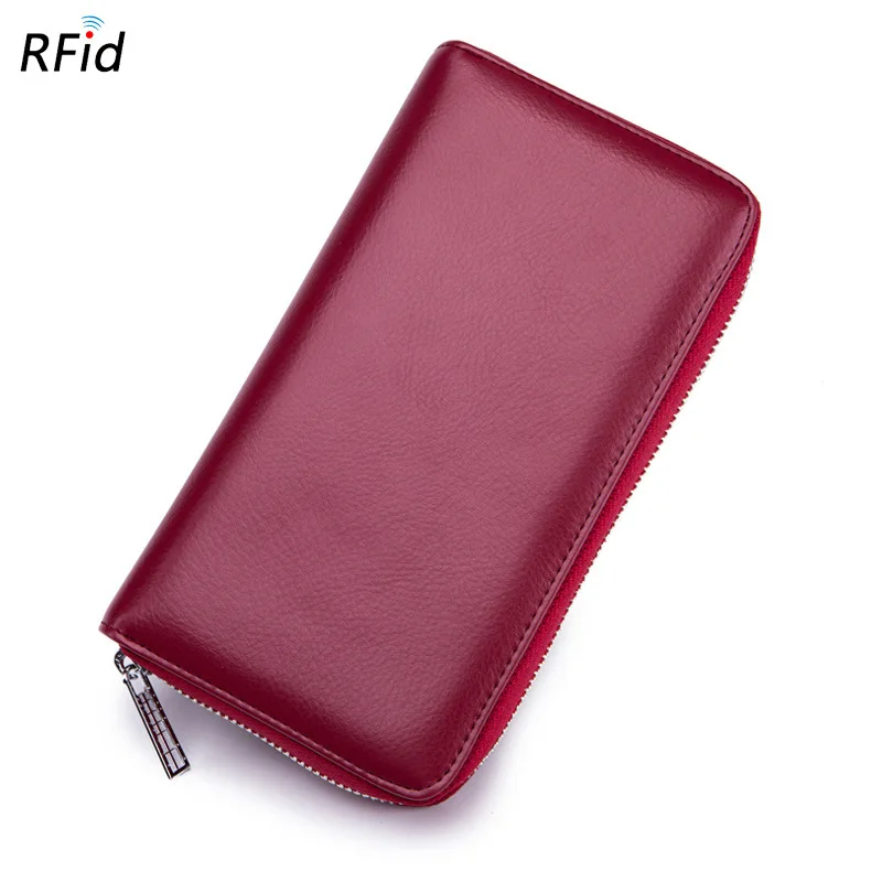 Бургундия Rfid Блокировка противоугонное женское портмоне-клатч для мужчин зажим для купюра мужской держатель для карт из искусственной кожи многочисленный слот для карт большой емкости - Цвет: Бургундия