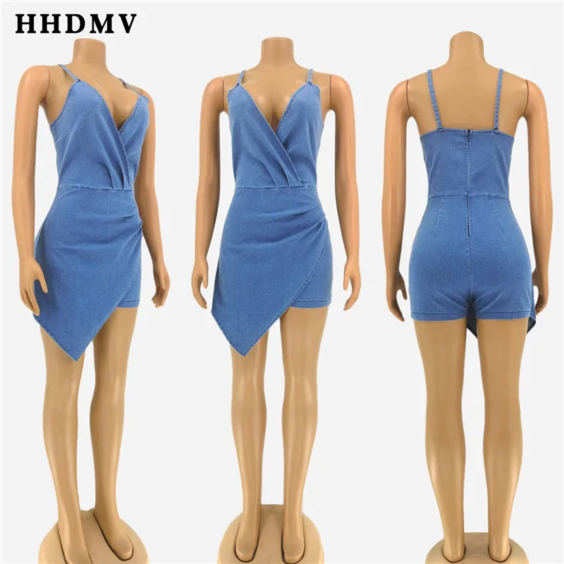 HHDMV KM1295 Новая мода женская уличная безрукавка, жилет, Комбинезоны на тонких бретельках, синий комбинезон с v-образным вырезом на каждый день
