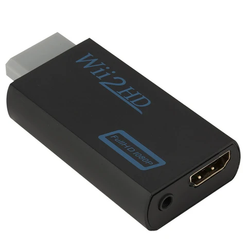 Full HD HDMI-compatible Adapter for Wii to HDTV/PC Desktop/Projector/Monitor, Plug and Play, With 3.5mm Earphone Jack