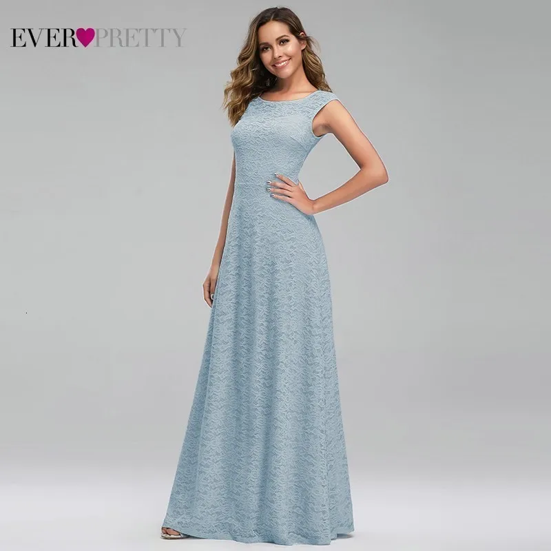 Ever Pretty, синие кружевные платья подружки невесты, а-силуэт, круглый вырез, без рукавов, женские вечерние платья, свадебное праздничное платье, Longue Dentelle