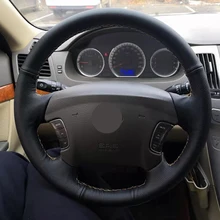 Free Shipping High Quality cowhide Top Layer Leather handmade Sewing Steering wheel covers protect For Hyundai Sonata NF