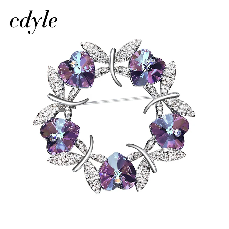 Purple Cdyle Бабочка Брошь для женщин украшенная кристаллами брошь насекомые животное свадебный банкет броши подарки - Окраска металла: Purple