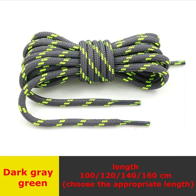 1 Pair High Density Weaving Shoe Laces Round Fine Texture Shoelaces Outdoor Leisure Sneakers Boot Shoelace 100/120/140/160CM Dark gray green