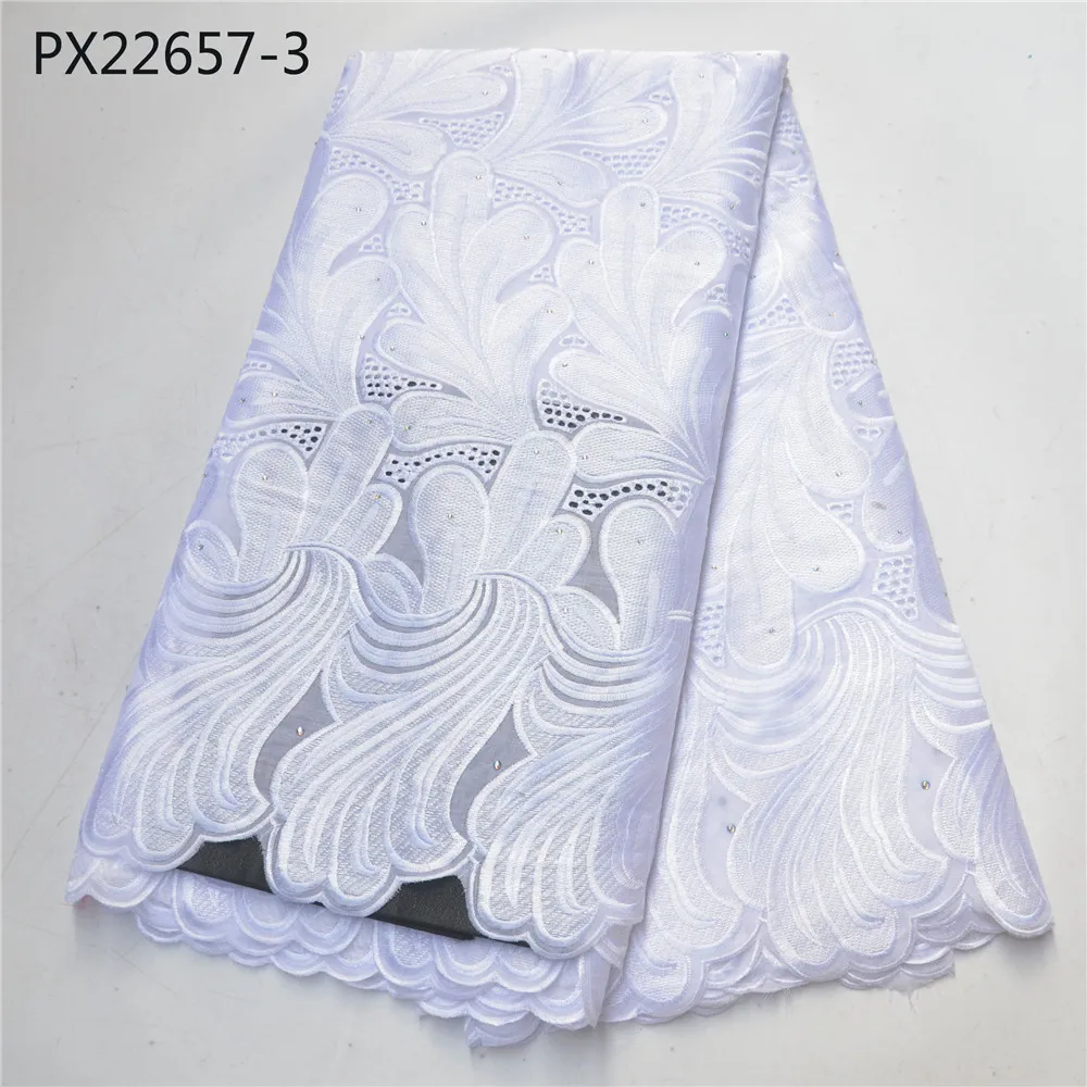 Guangzhou High quality White Nigerian Lace fabrics African white color Voile Lace use for lady party dress - Цвет: 3