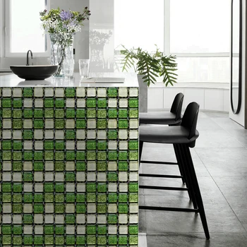 

10pcs Waterproof Mosaic Wall Sticker 10*10cm Self Adhesive 3D PVC Tile Sticker Decal For Home Bathroom Kitchen Wall Decoration