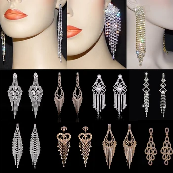 

2020 New Arrival Gold Silver Color Earrings Elegant Hollow-out Long Dangle Women Wedding Bridal Earring