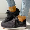 Women Flat Glitter Sneakers Casual Female Mesh Lace Up Bling Platform Comfortable Plus Size Vulcanized Shoes 2022 Soft Knitting ► Photo 2/6