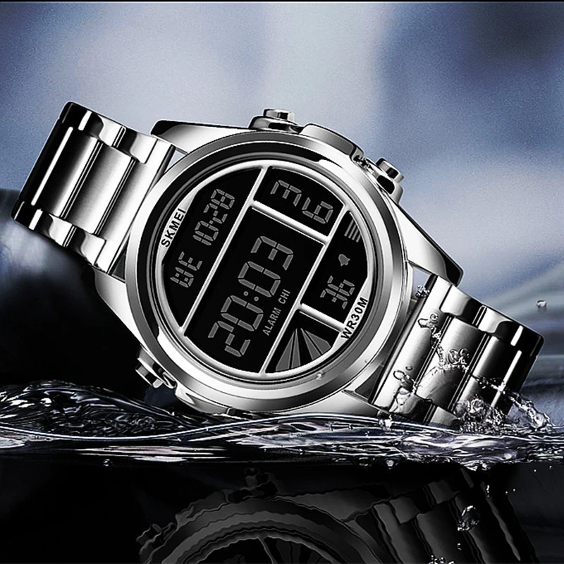 

3Bar Waterproof Alarm Clock Multifunction Military Fashion Men Watch Led Digital Watches Double Display Man Sports Hours 12/24 G