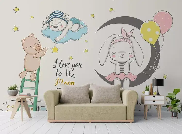 Beibehang Papel де parede 3d скандинавский минималистичный рисованный мультфильм мечта слон обои для детской комнаты обои домашний декор - Цвет: 23085368