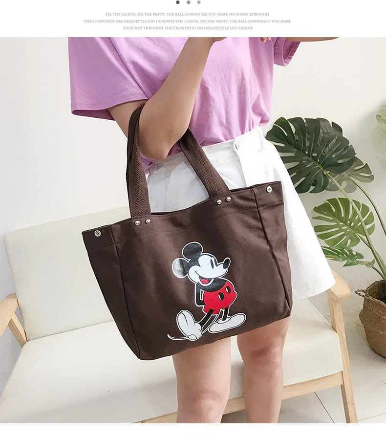 Disney женская сумка на плечо модная Холщовая Сумка Микки Маус дамская сумка большая емкость Минни Повседневная сумка на плечо шоппер