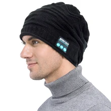 Модные теплые шапки-бини Bluetooth светодиодный беспроводной умный колпачок зимние наушники Динамик Микрофон спортивный головной убор