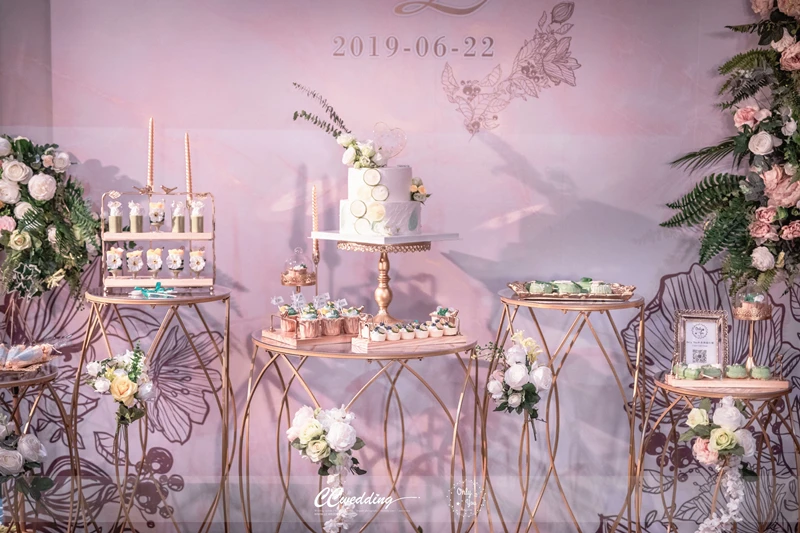 JAROWN Wedding Props Acrylic Ironwork Cylindrical Dessert Table Pre-function Area Decoration Wedding Party Dim Sum Cake Stand (9)