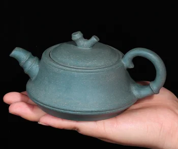 

Chinese Yixing Zisha Green Clay Handmade Bamboo Joint Gongfu Teapot 210cc
