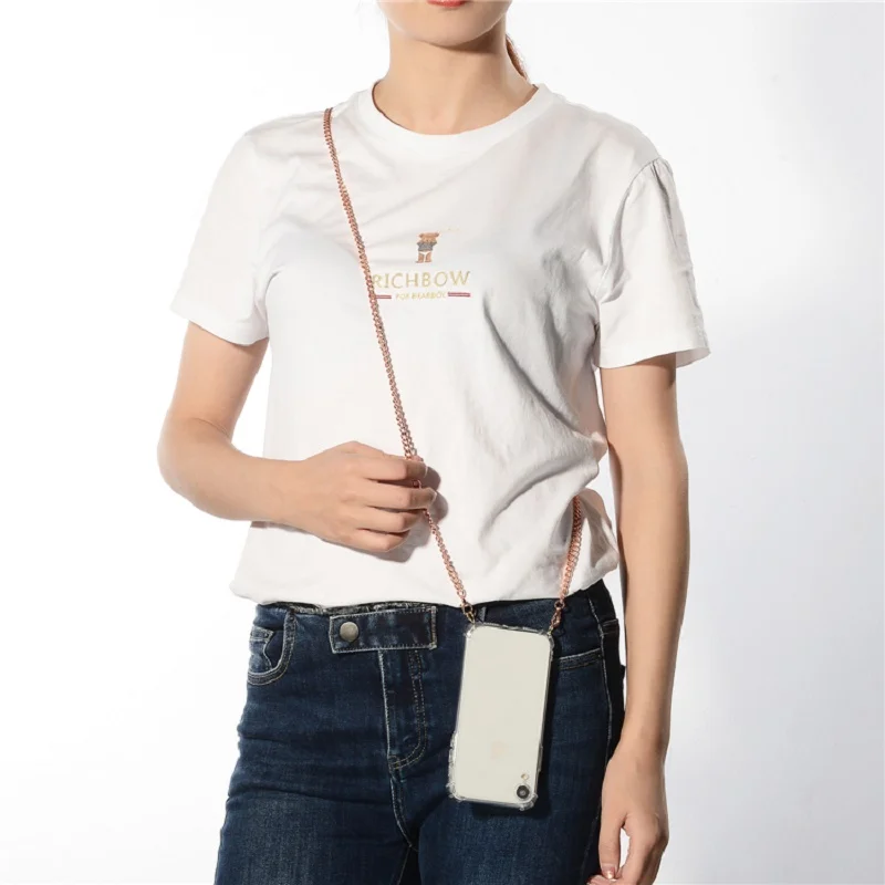 

Metal Strap Cord Chain Phone Tape Necklace Lanyard Mobile Phone Case for Carry Cover Case to Hang For iPhone XS Max XR X 7 8 6 6