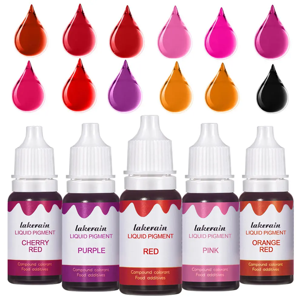 10ml Liquid Pigment for Lip Gloss Color Pigment Dyeing Colorant Water Oil Double Use Lipglos Diy Slime Epoxy Bake Sugar lip gloss
