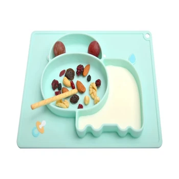 

Children Cartoon Cow Silicone Plate Tableware Baby Dinner Plate Feeding Training Partition Bowl For Kids Dishe Eating Dinnerware