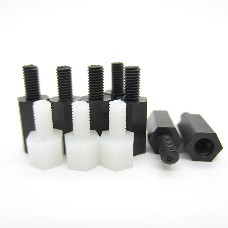 Tornillo de espaciado de plástico para placa base PCB, 50 Uds., M2/M2.5/M3/M4 * L + 6mm, nailon, separador estanco de Pilar fijo