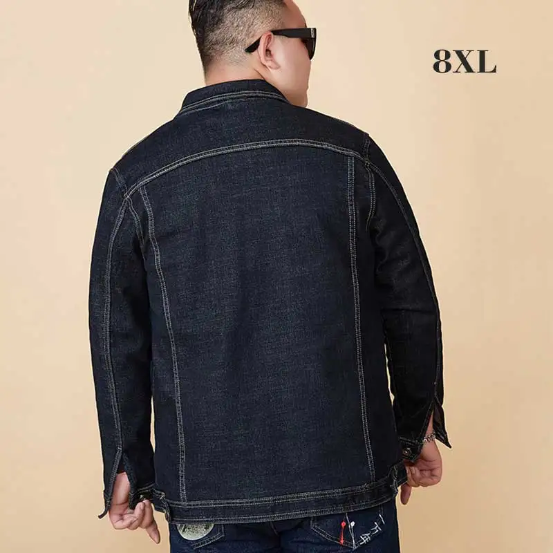 Finest  MITEKSAN 8XL Denim Jacket Men'S Black Plus Velvet Thicken Winter Large Size Loose Male Clothing Vin