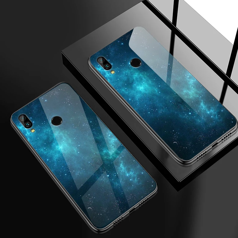 Капа для Huawei Honor 6X 7A 8A 7C 7X 8X 9Lite заднее закаленное Стекло чехол для телефона Y6 Y9 Y7 премьер-профессионал Magic2 Роскошная оболочка - Цвет: W190