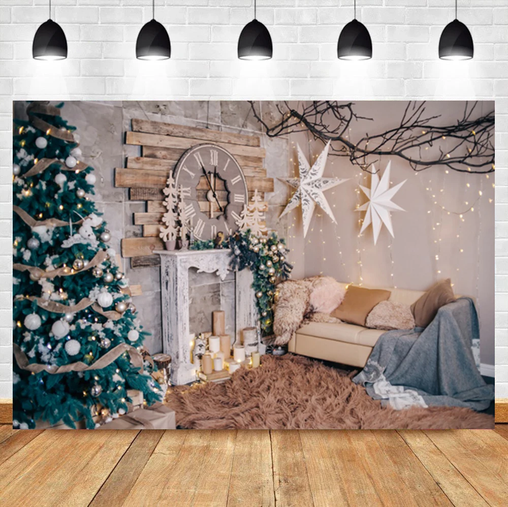 Laeacco Christmas Photography Backdrops Window Scenery Curtain Pillow Wreath Snow Winter Photographic Backgrounds for Photo Studio